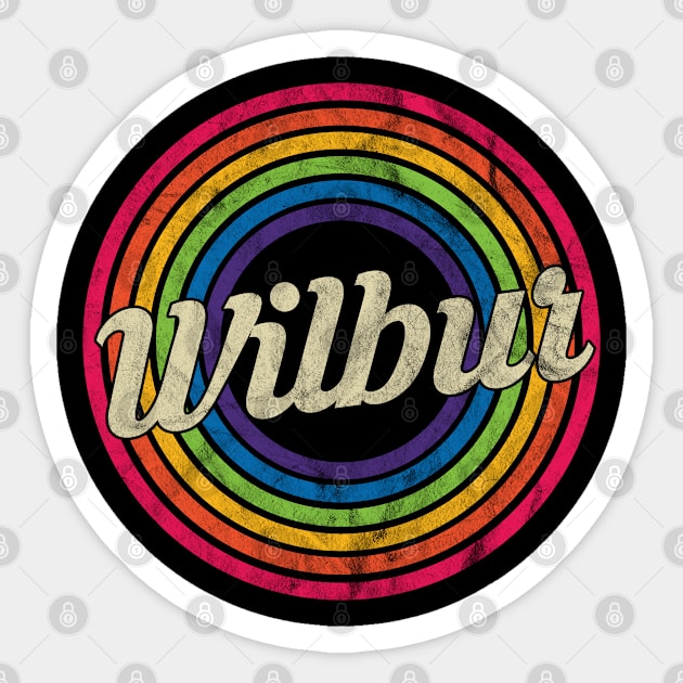 Wilbur - Retro Rainbow Faded-Style Sticker by MaydenArt